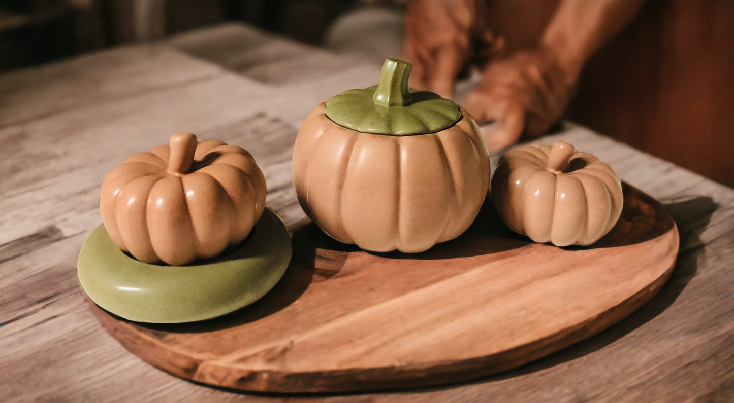 4-5oz Pumpkin Concrete Candle Vessel with Lid